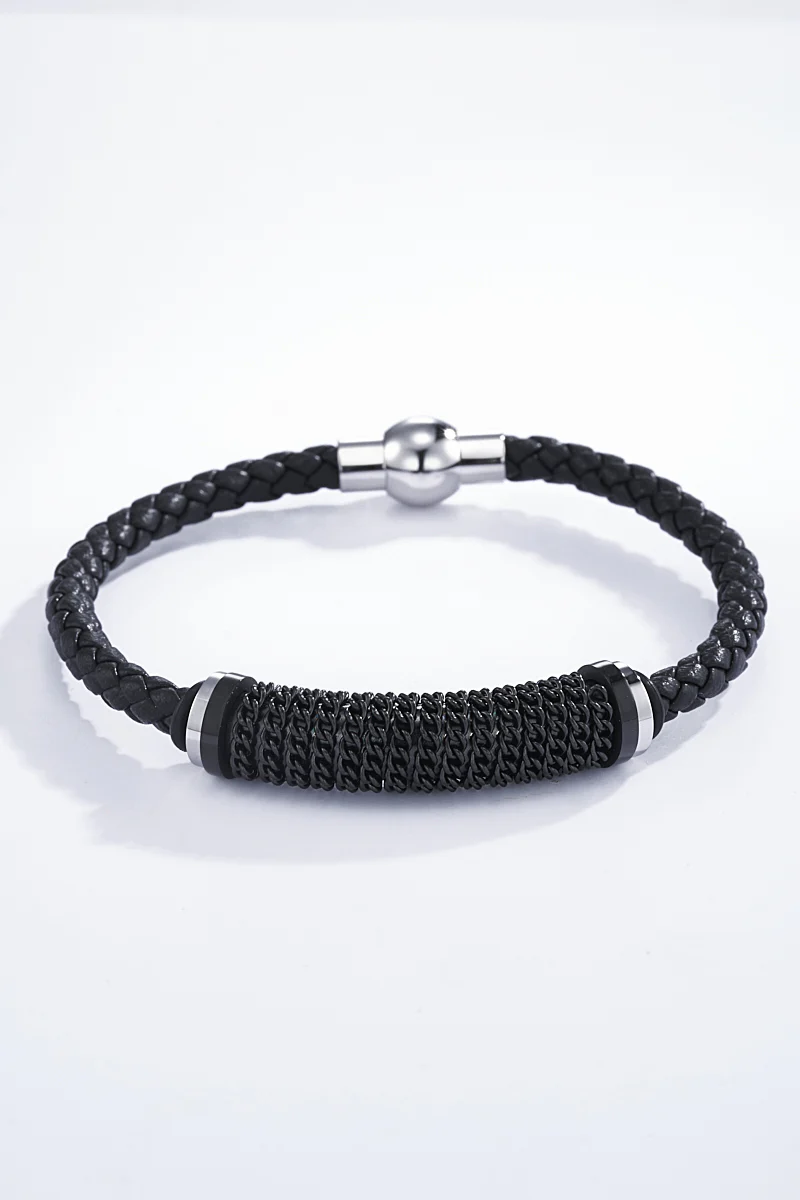 Bracelet cuir et acier - Image 2