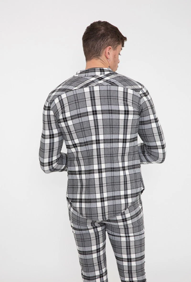 Chemise à carreaux col mao - Image 4