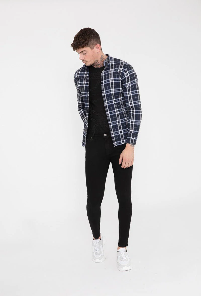 Chemise à carreaux col mao - Image 7