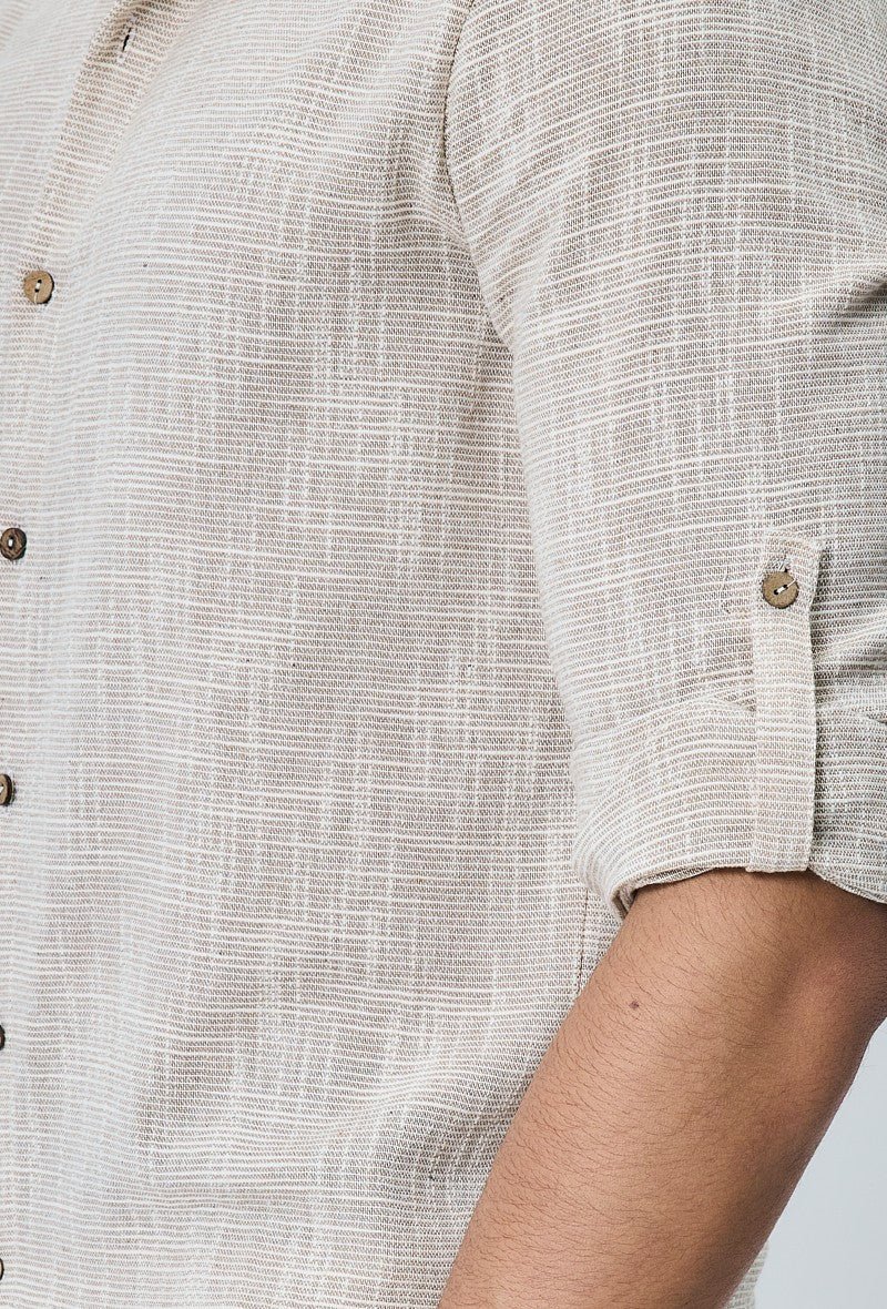 Chemise à col mao effet lin - Image 3