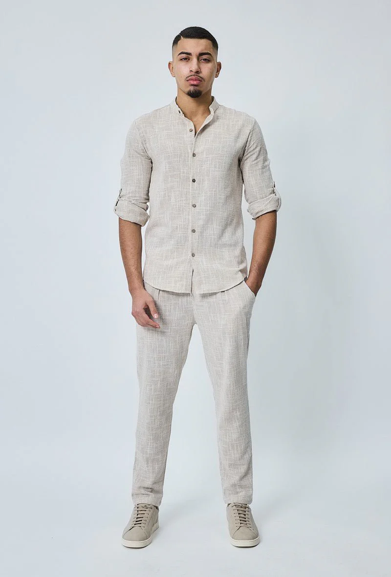 Chemise à col mao effet lin - Image 4