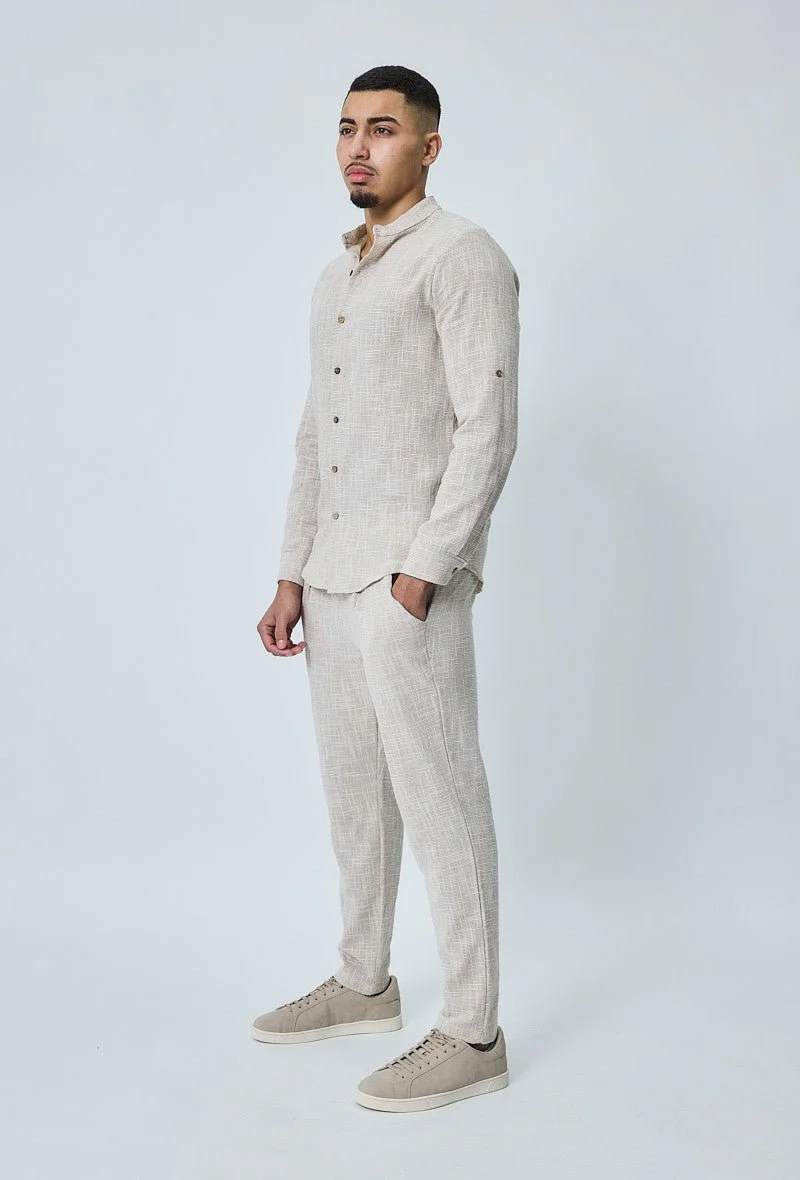 Chemise à col mao effet lin - Image 5