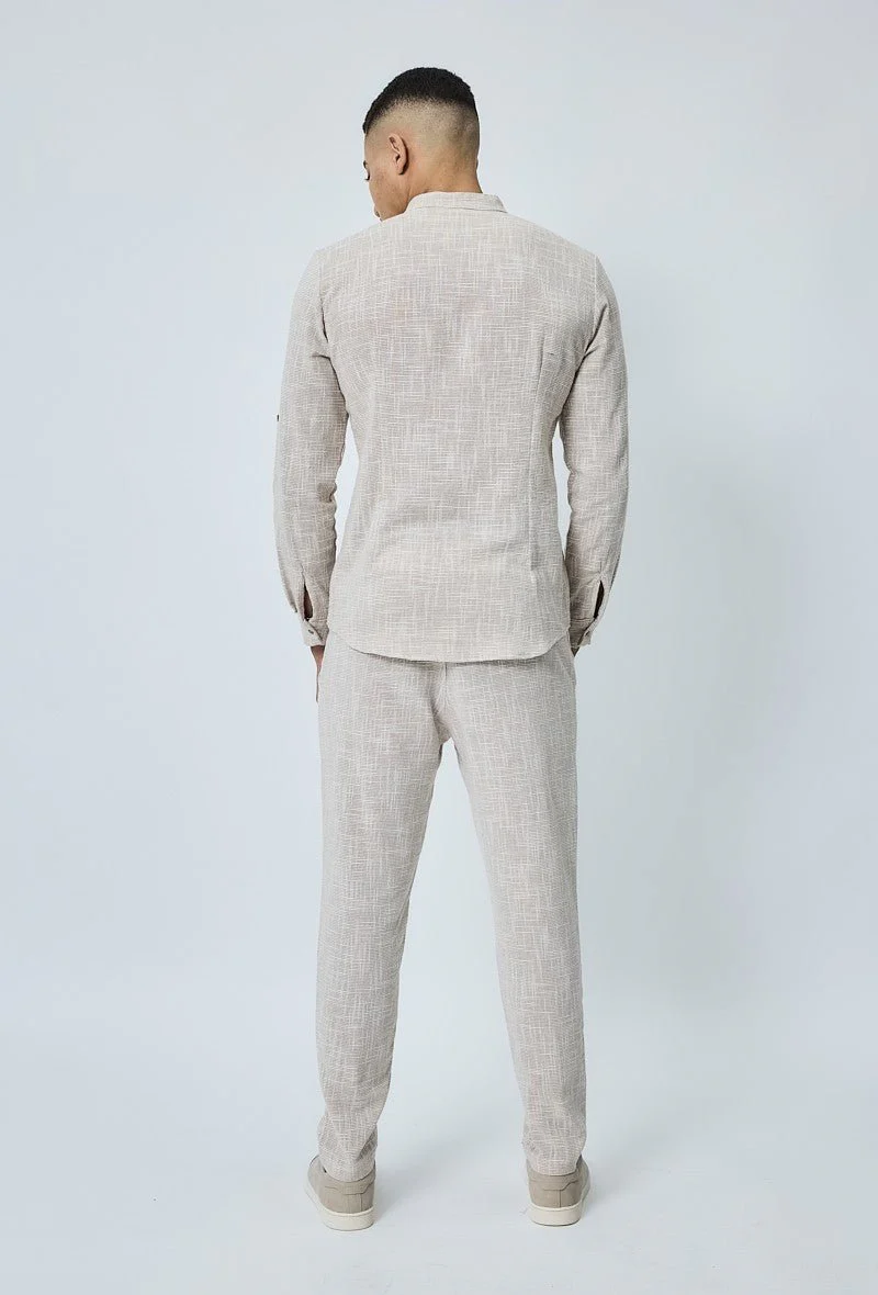 Chemise à col mao effet lin - Image 6