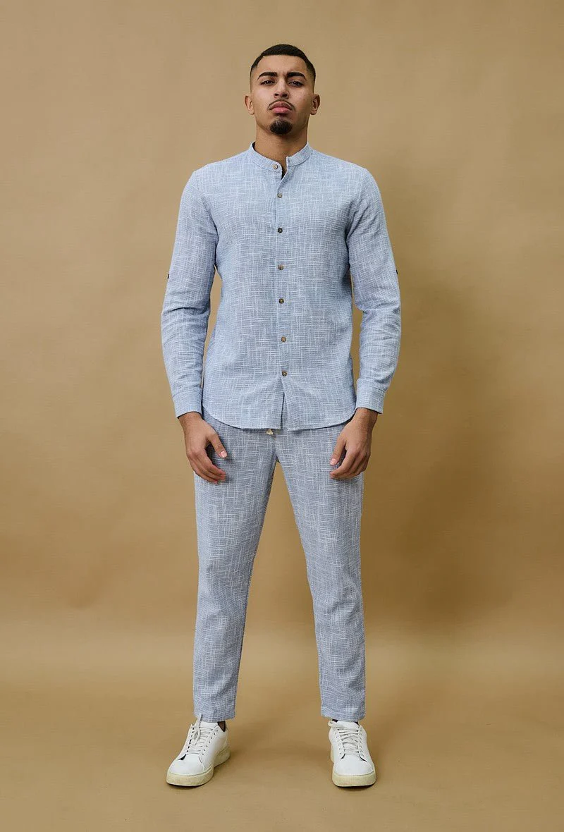Chemise à col mao effet lin - Image 8
