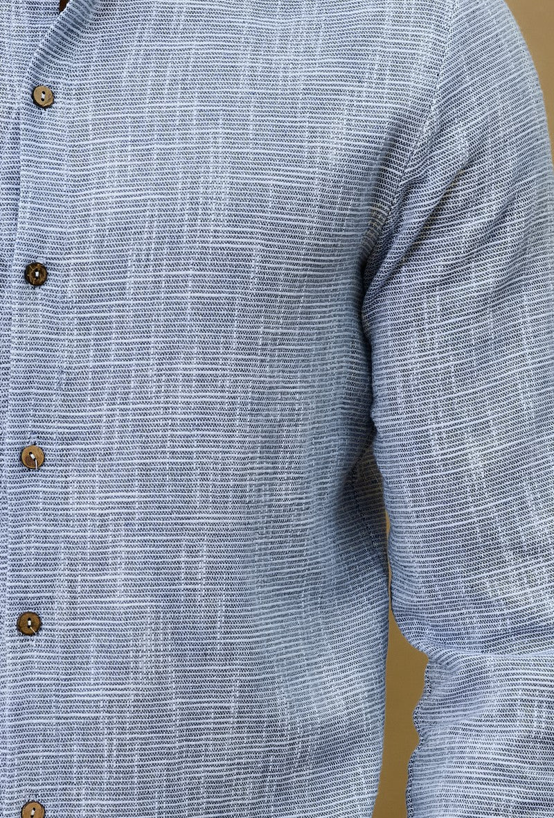 Chemise à col mao effet lin - Image 9