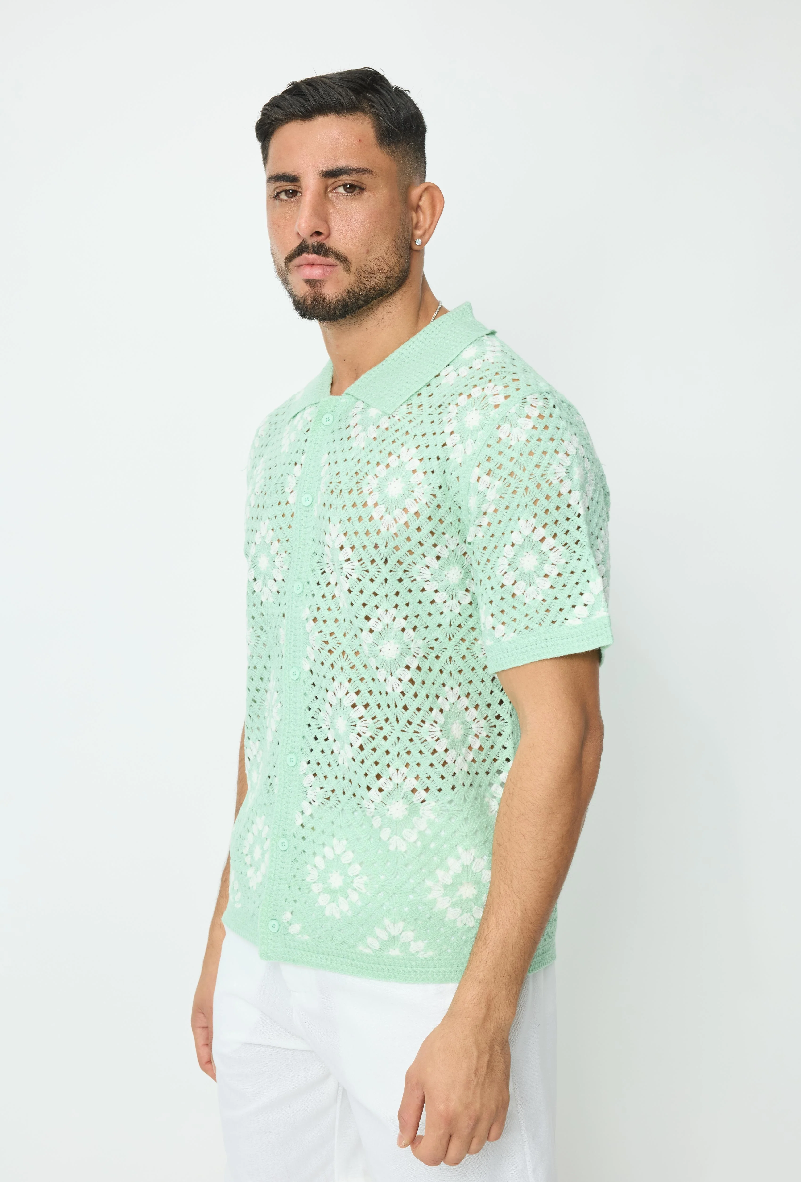 Chemise à manches courtes en tricot transparent - Image 6