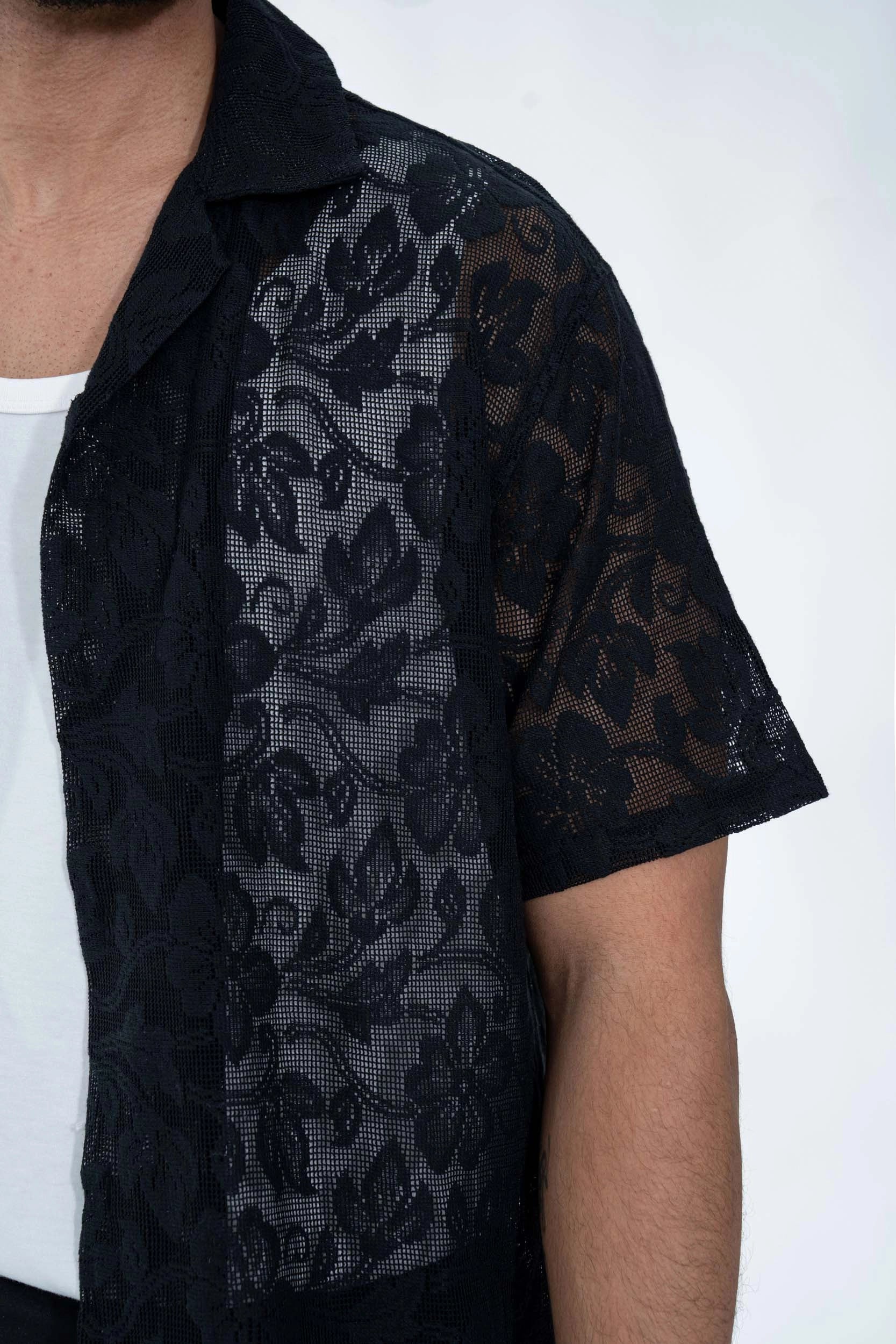 Chemise à manches courtes avec motif ton sur ton - Image 10