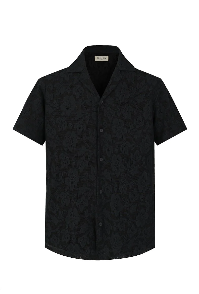 Chemise à manches courtes avec motif ton sur ton - Image 14