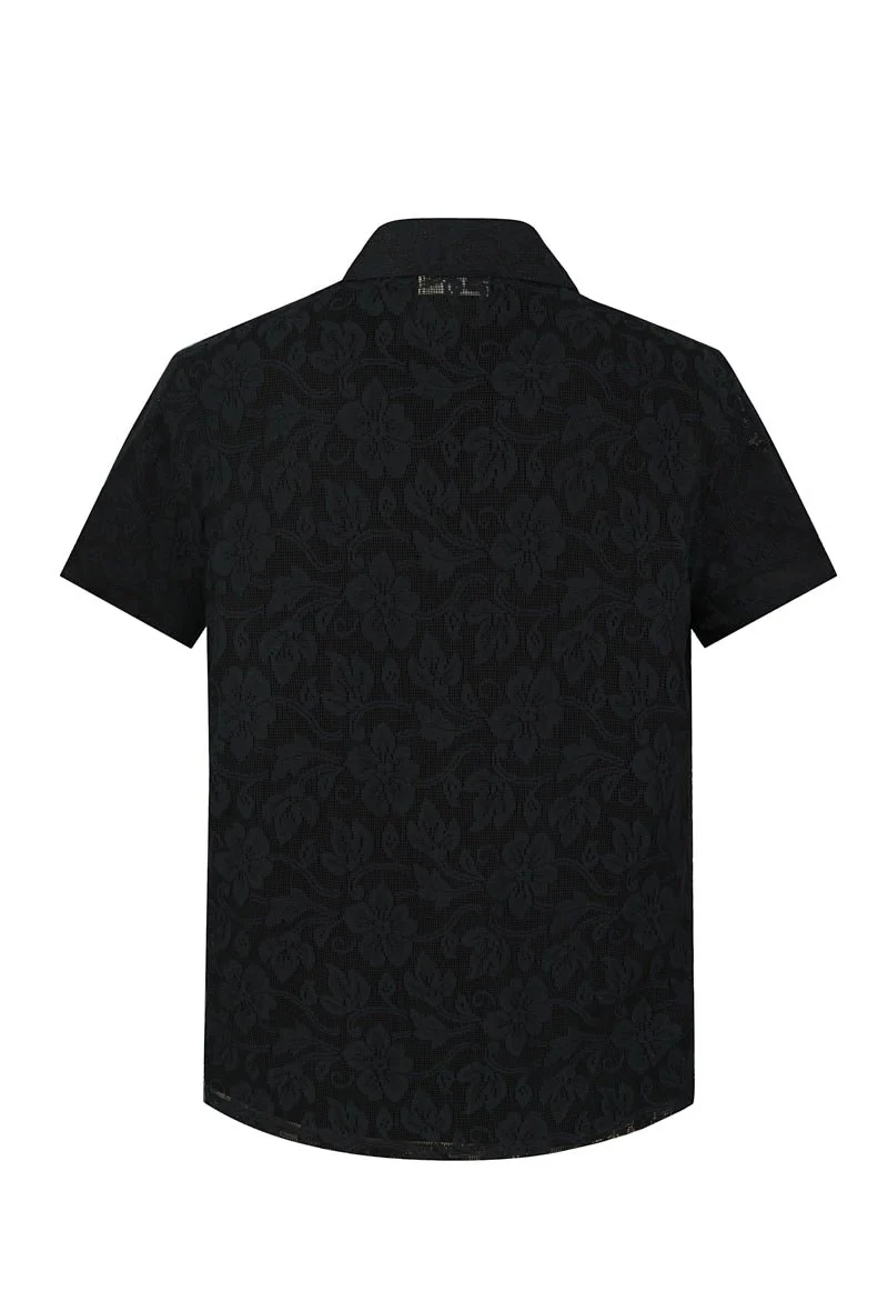 Chemise à manches courtes avec motif ton sur ton - Image 15