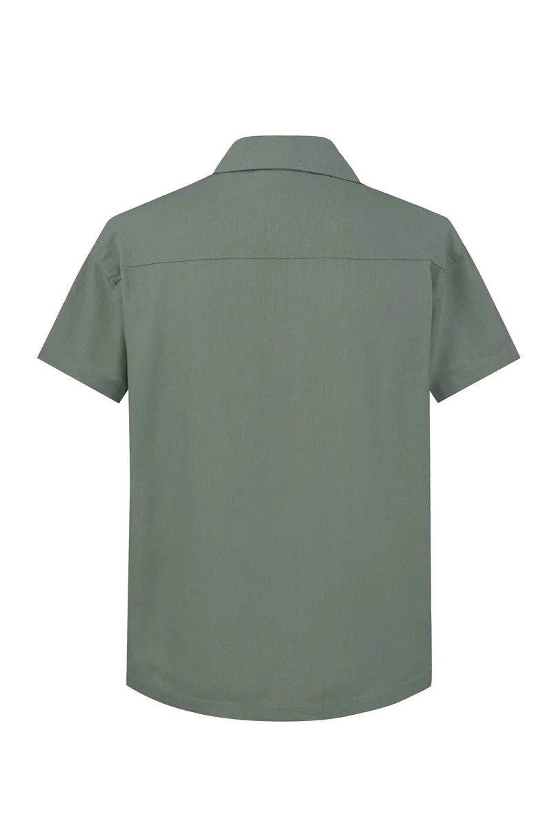 Chemise à manches courtes unie à multiples poches - Image 20