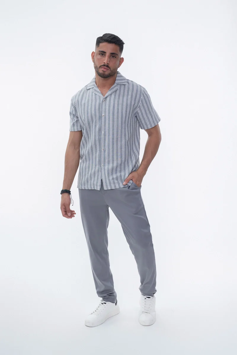 Chemise à rayures manches courtes texturée - Image 3