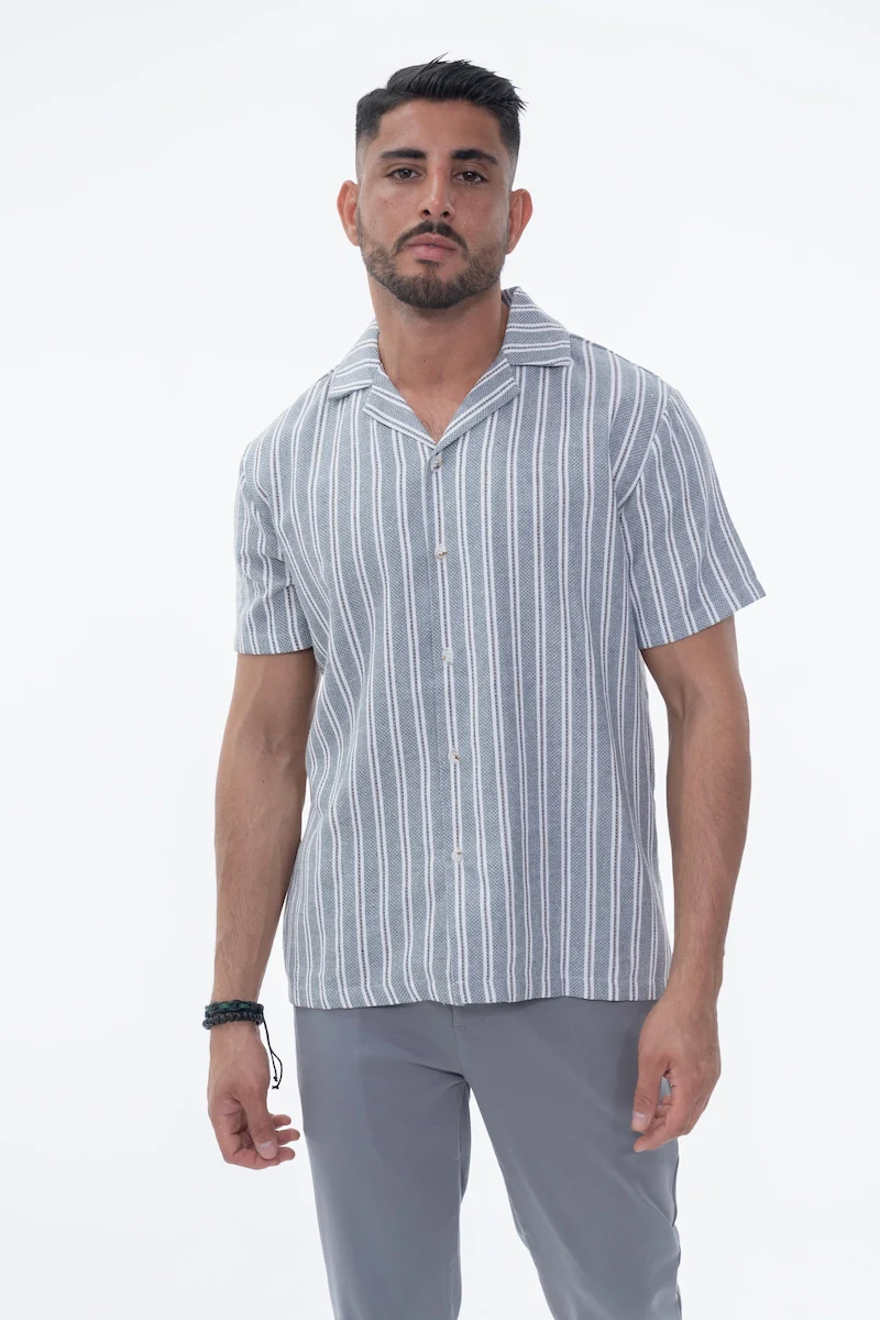 Chemise à rayures manches courtes texturée - Image 4