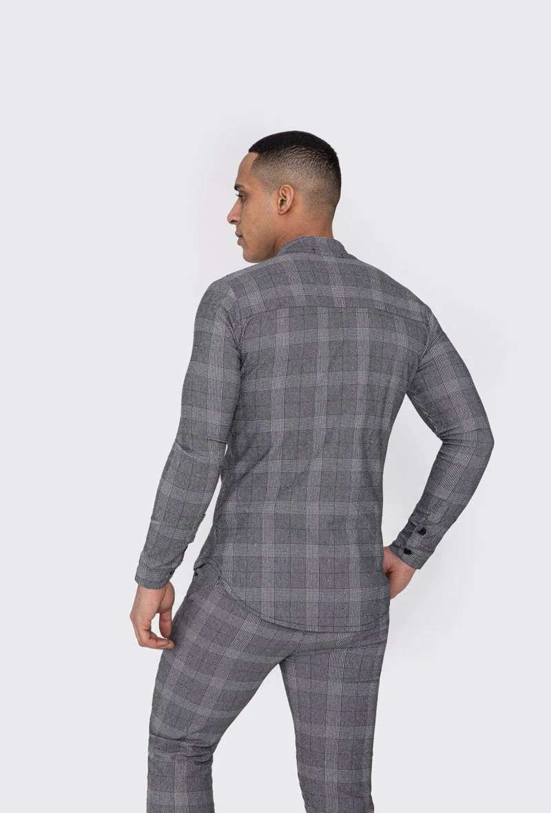 Chemise col mao à carreaux - Image 10