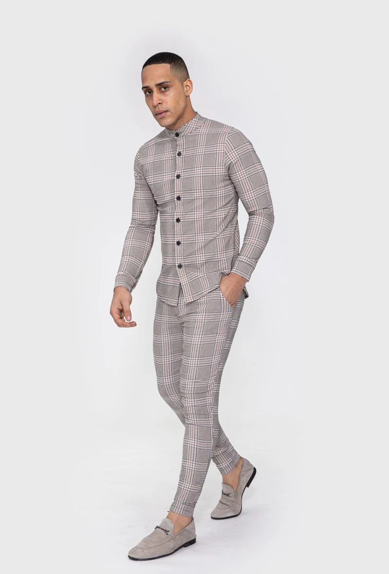 Chemise col mao à carreaux - Image 3