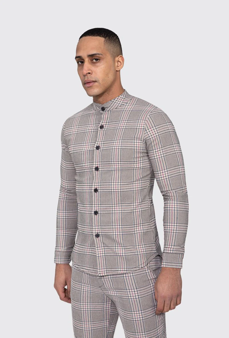 Chemise col mao à carreaux - Image 4