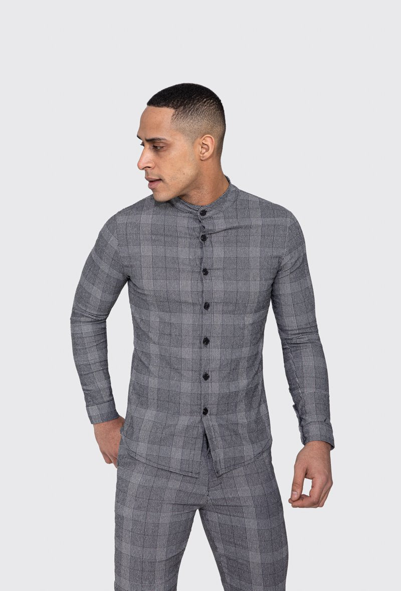 Chemise col mao à carreaux - Image 6