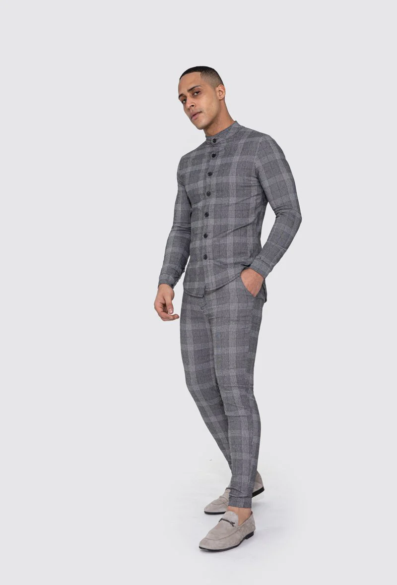 Chemise col mao à carreaux - Image 8