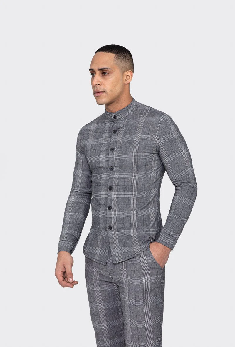 Chemise col mao à carreaux - Image 9