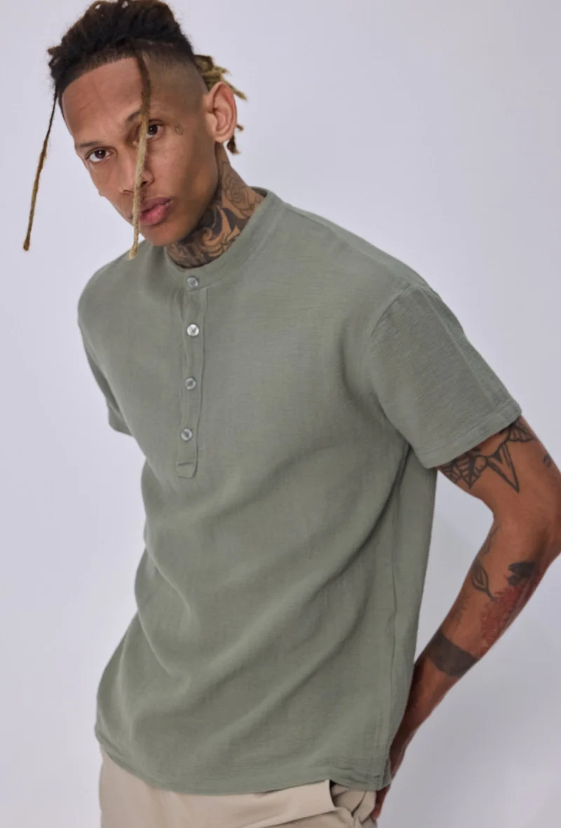 Chemise col mao boutons - Image 15