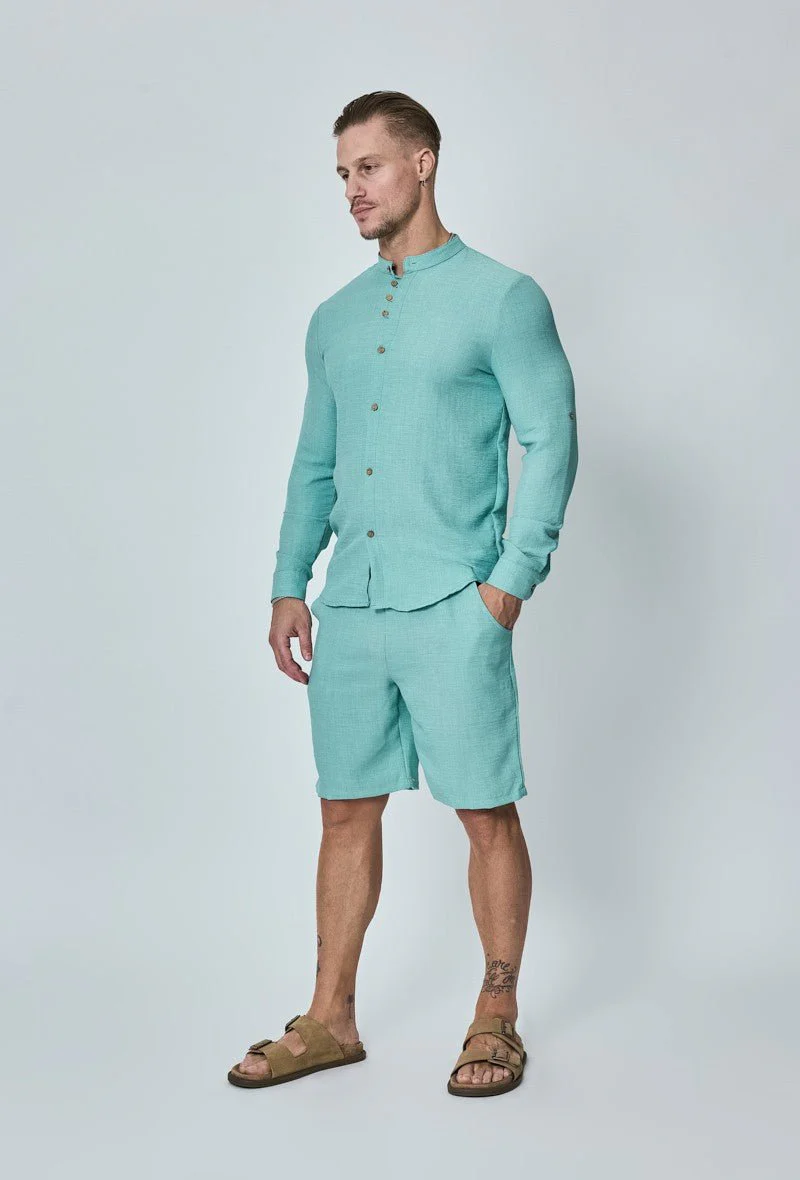 Chemise col mao effet lin - Image 2