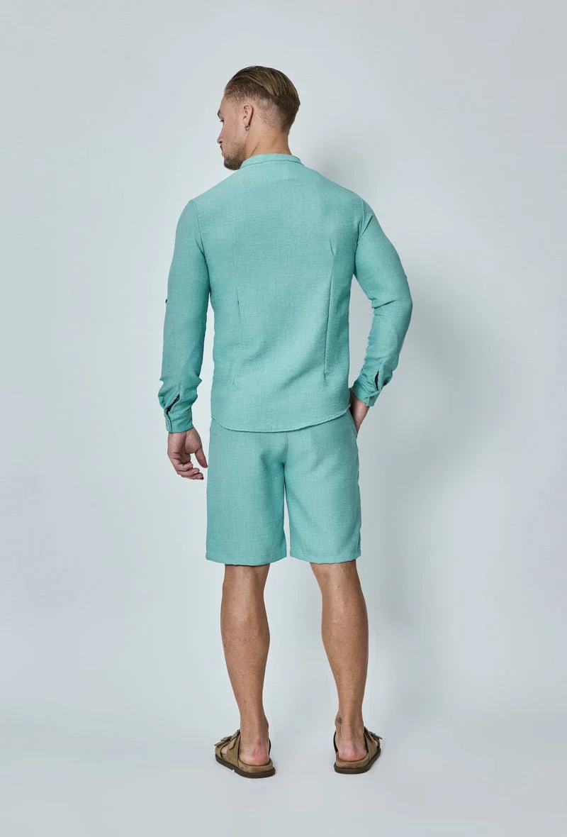 Chemise col mao effet lin - Image 3