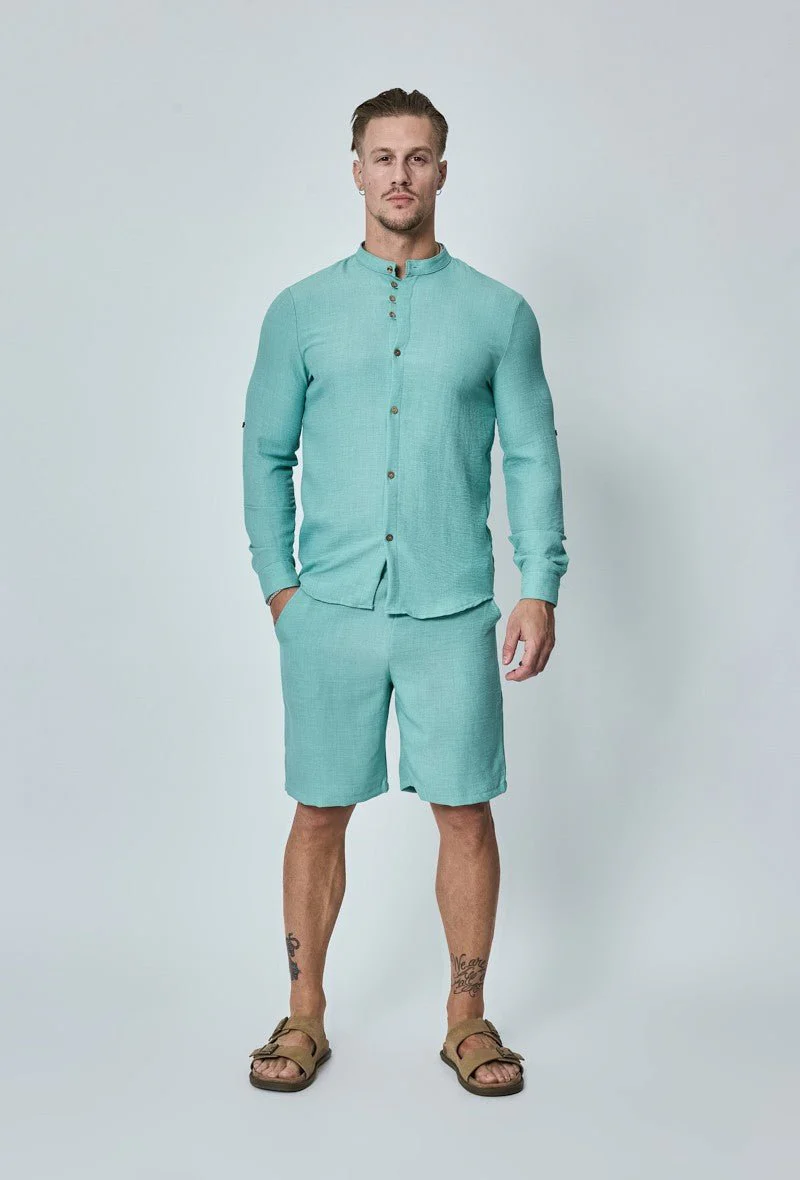 Chemise col mao effet lin - Image 4
