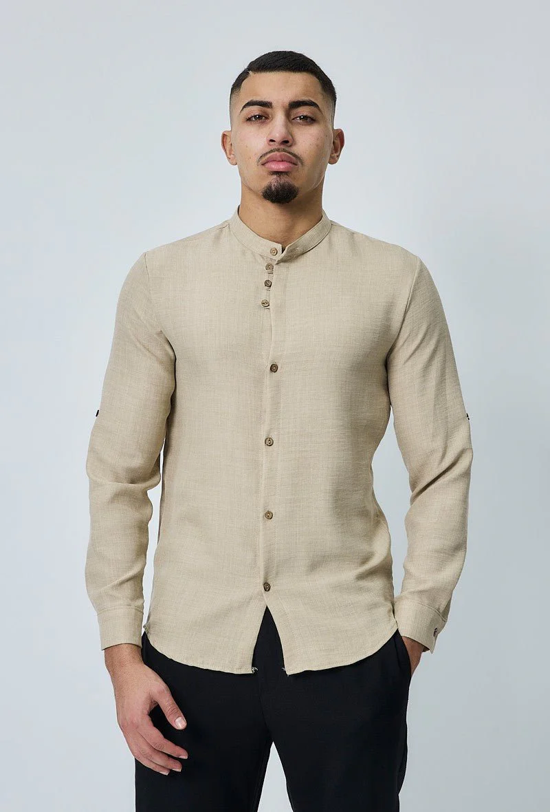 Chemise col mao effet lin - Image 6