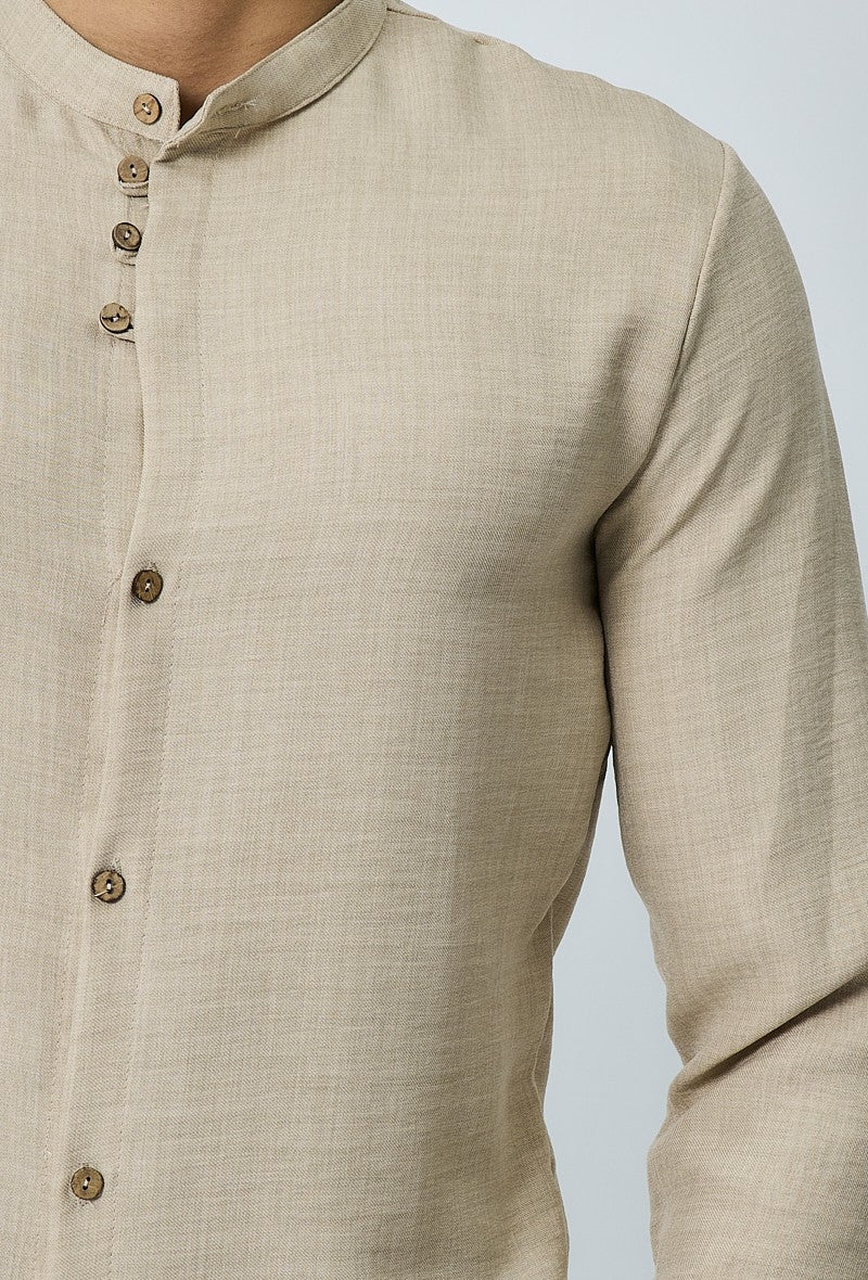 Chemise col mao effet lin - Image 7