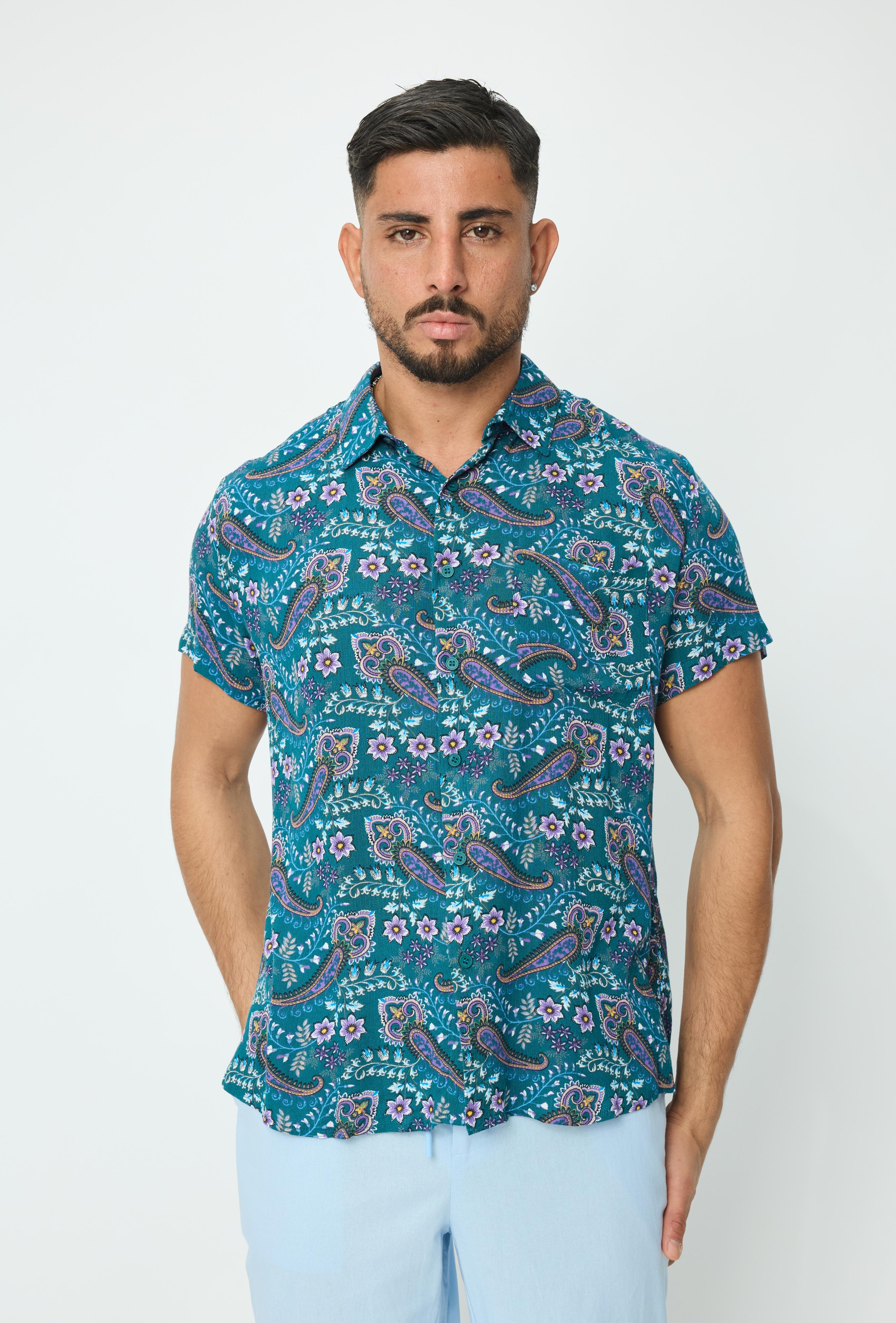 Chemise décontractée fleuri à poche