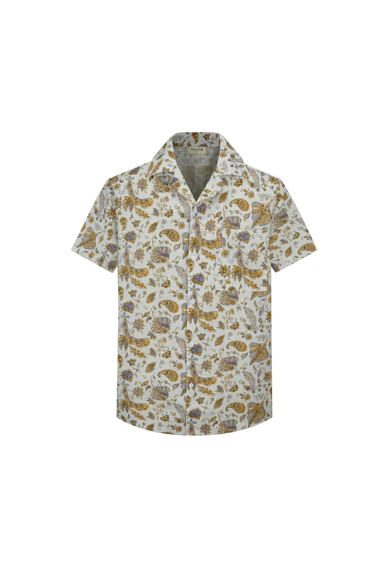 Chemise décontractée lin à imprimé cachemire