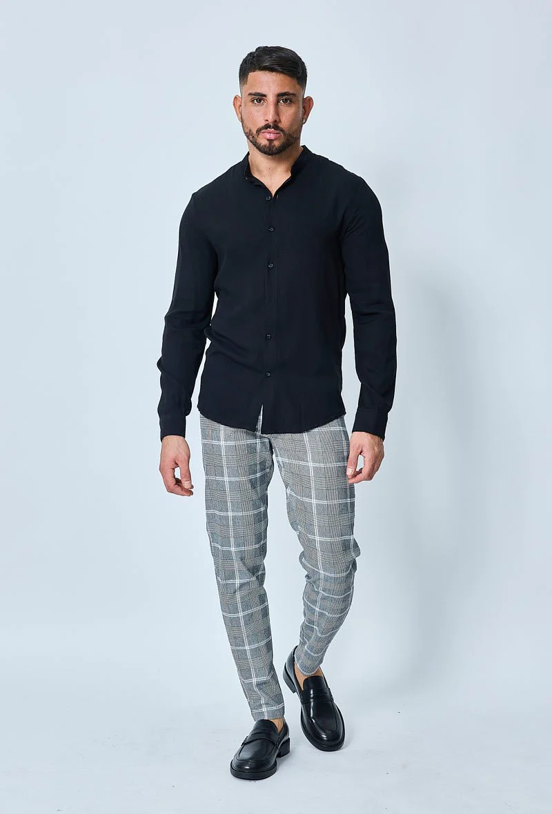 Chemise décontractée unie col mao - Image 13