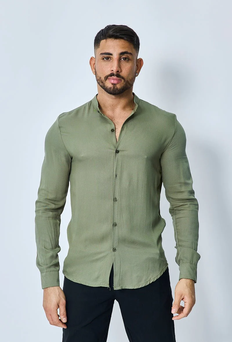 Chemise décontractée unie col mao - Image 16