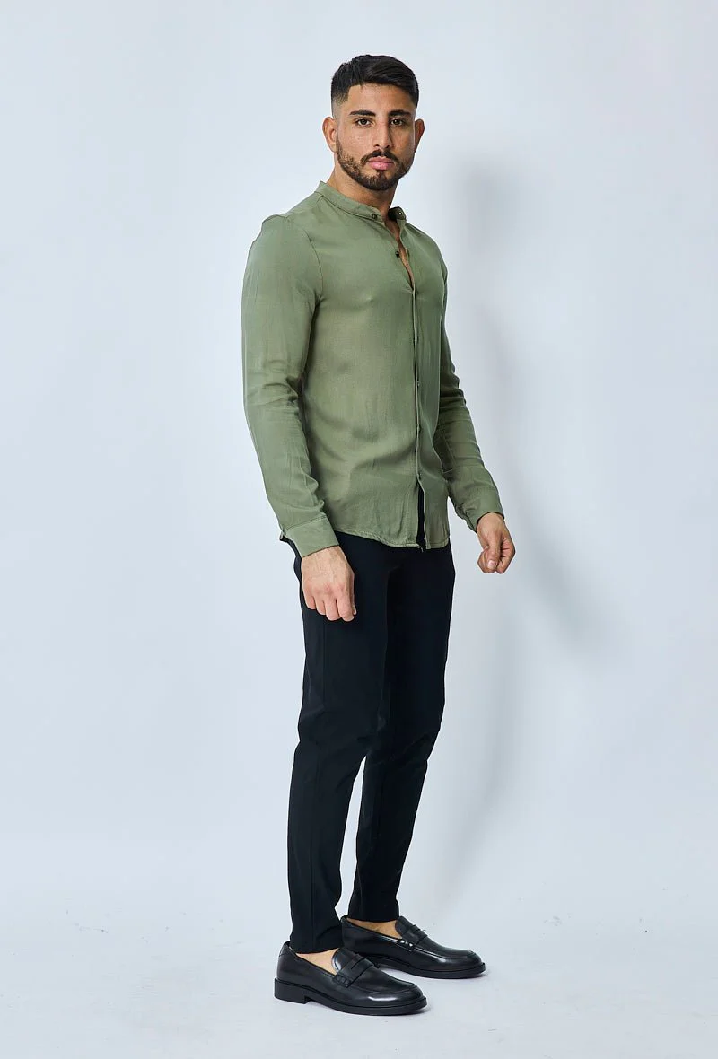 Chemise décontractée unie col mao - Image 19