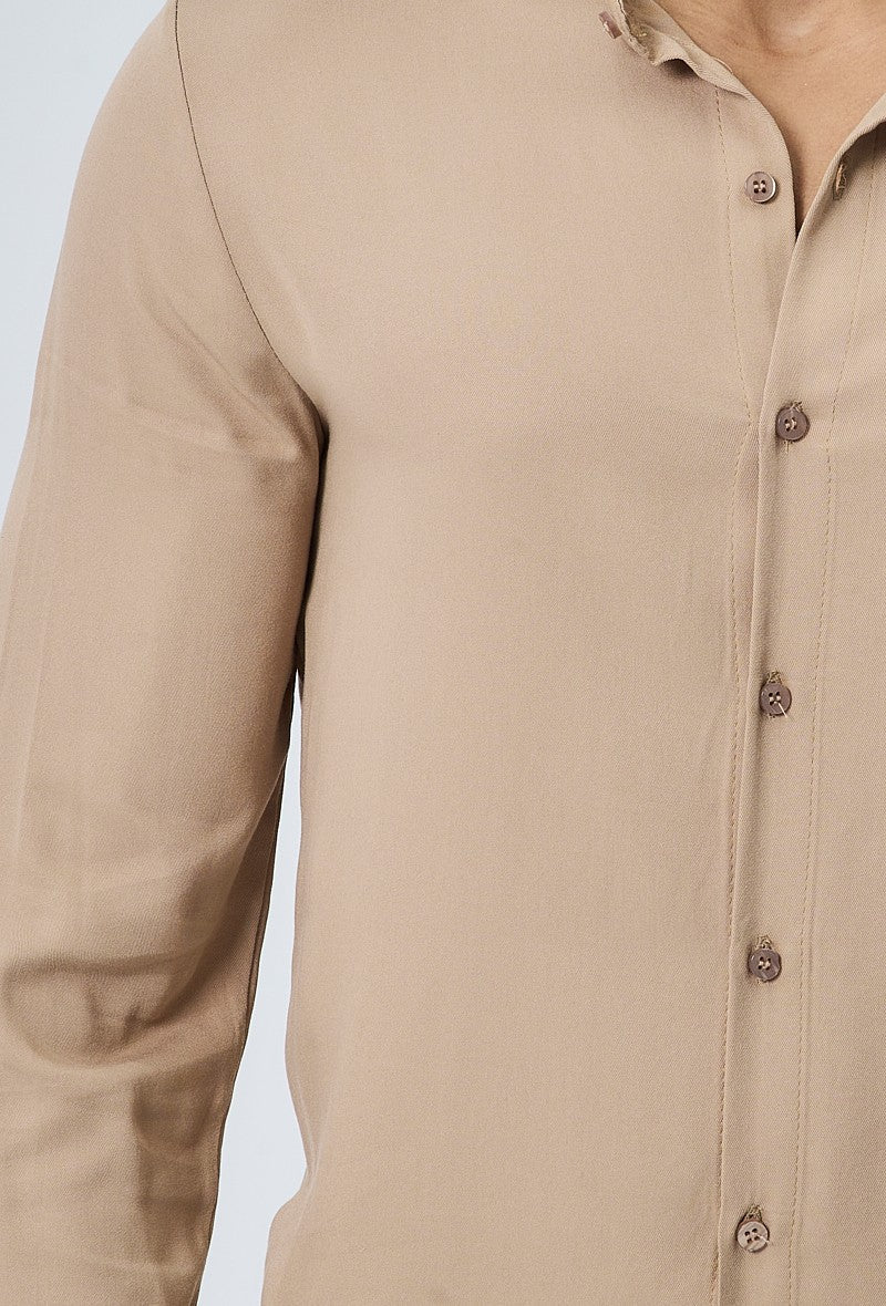 Chemise décontractée unie col mao - Image 2