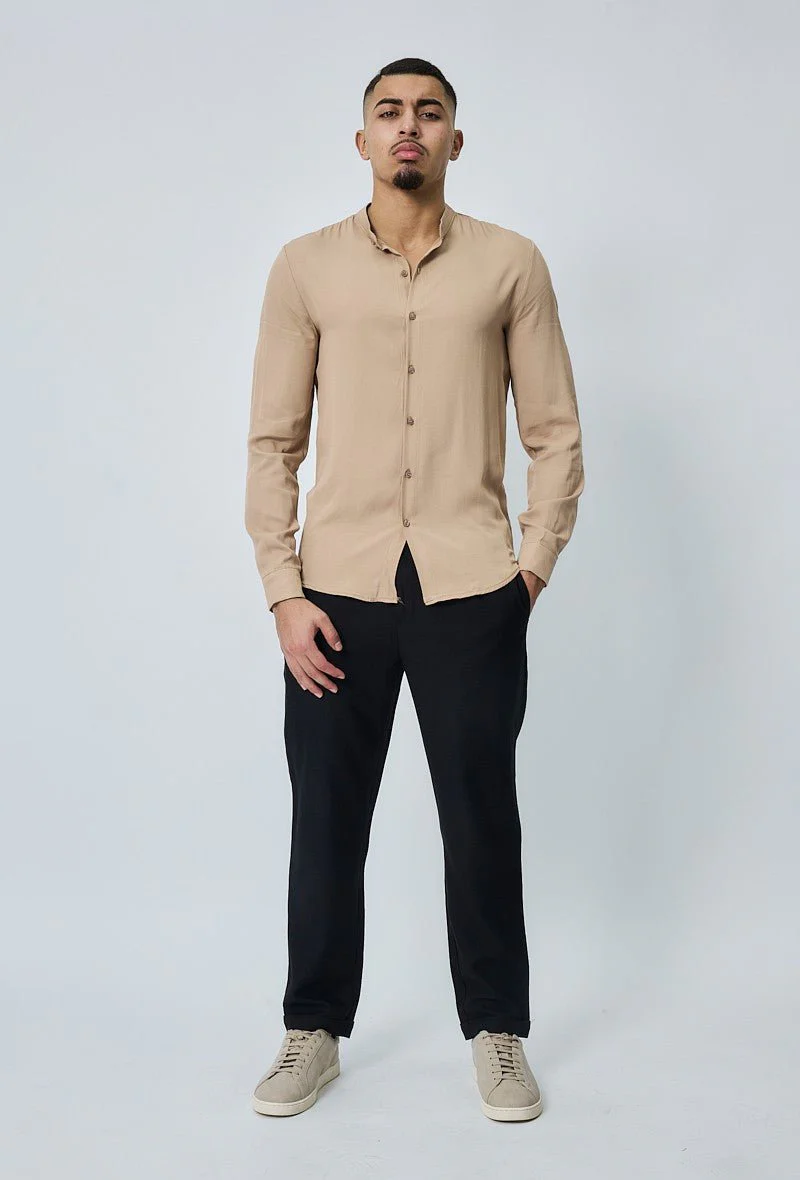 Chemise décontractée unie col mao - Image 3