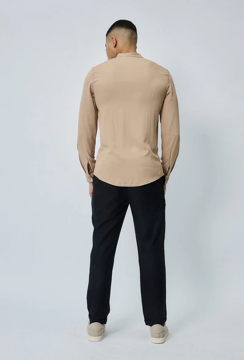 Chemise décontractée unie col mao - Image 5