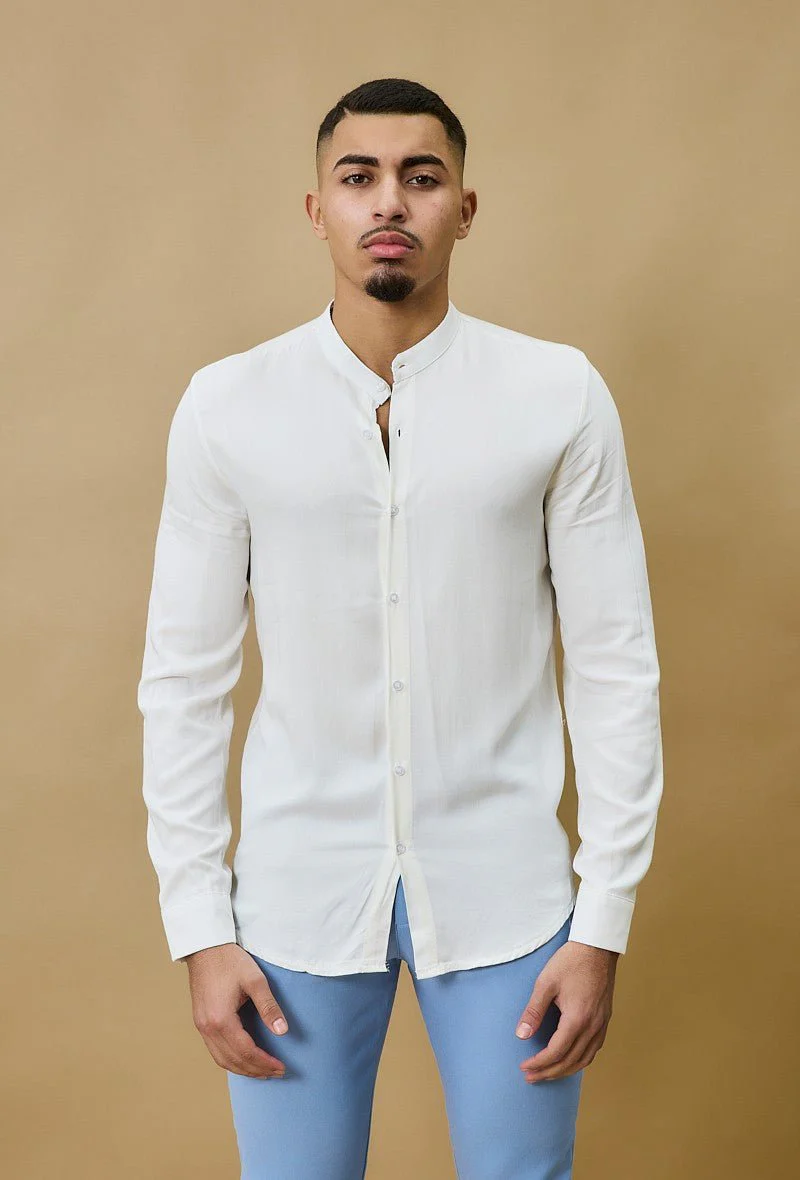 Chemise décontractée unie col mao - Image 6