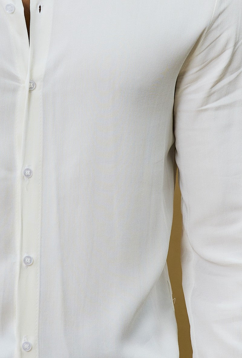 Chemise décontractée unie col mao - Image 7