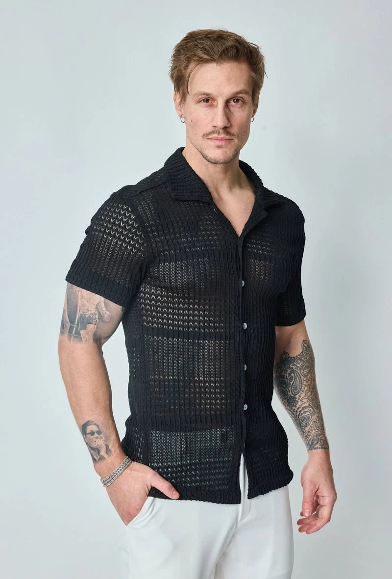 Chemise unie effet tissé transparent - Image 3