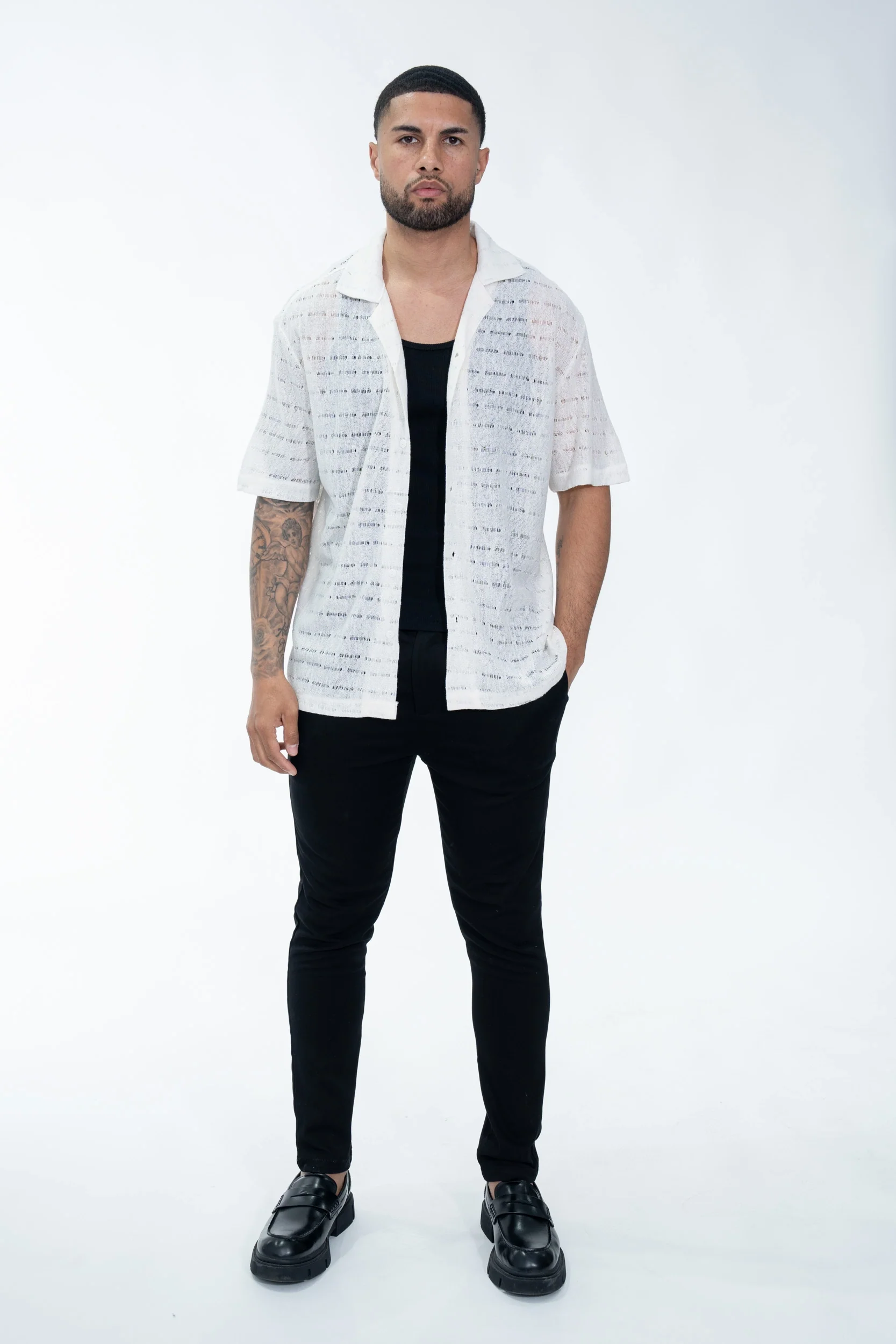 Chemise en maille transparente manches courtes col à revers - Image 10