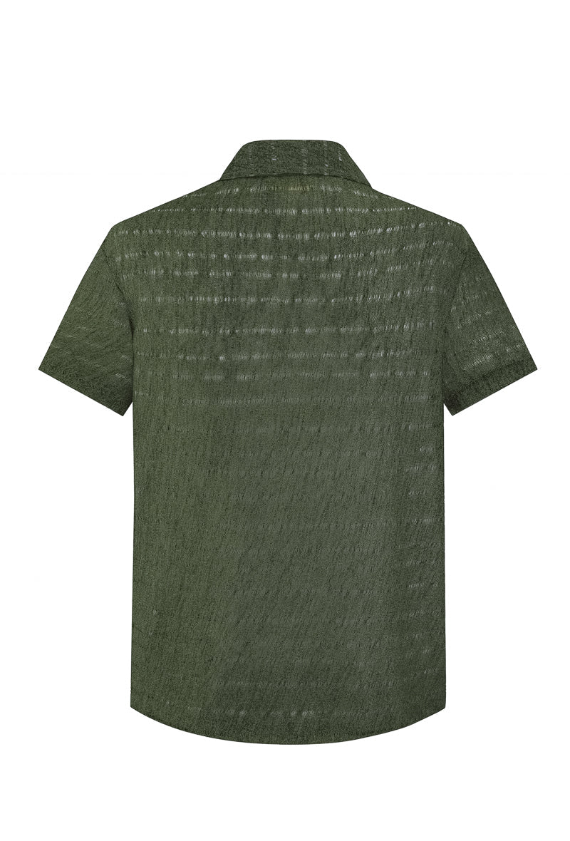 Chemise en maille transparente manches courtes col à revers - Image 18