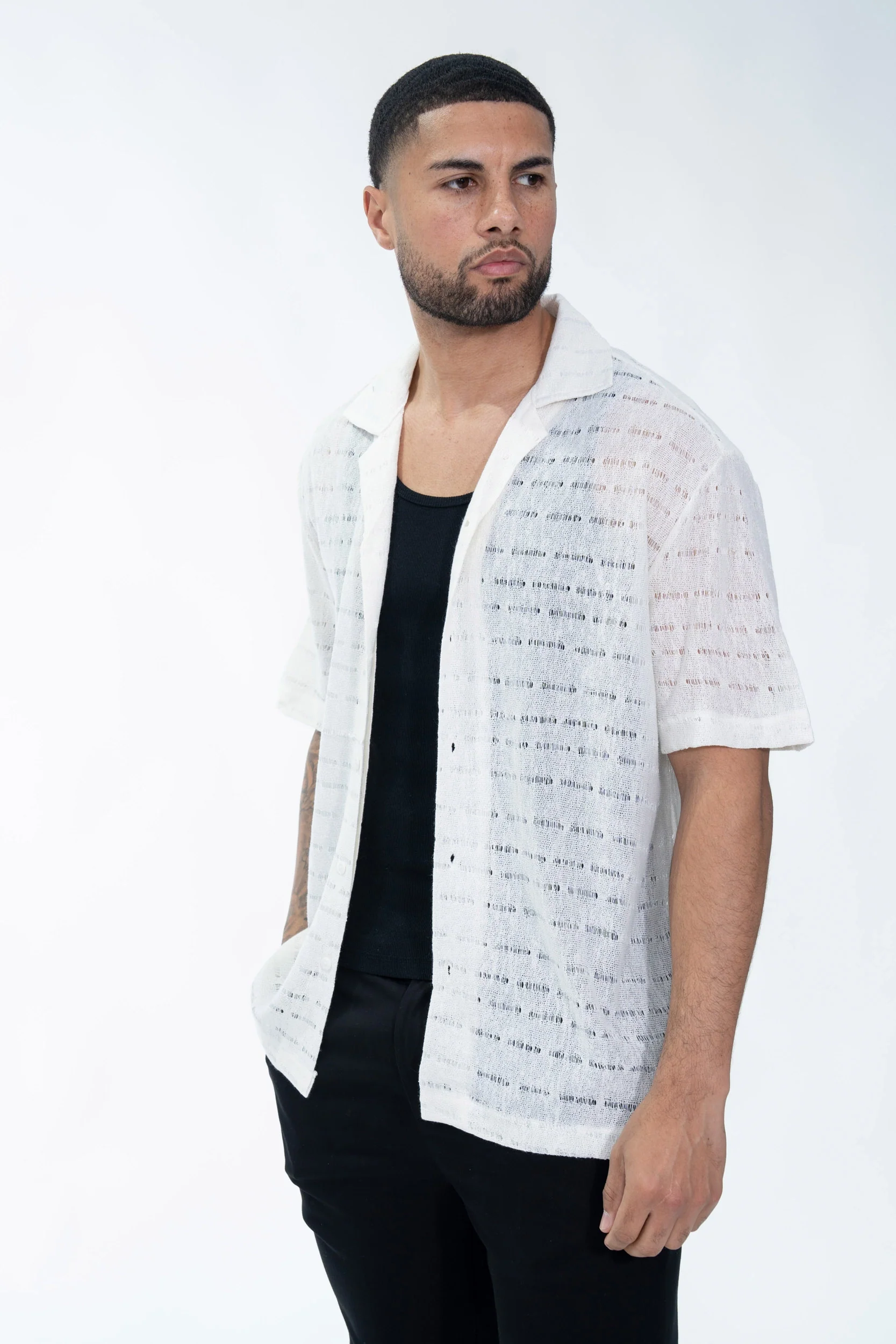 Chemise en maille transparente manches courtes col à revers - Image 5