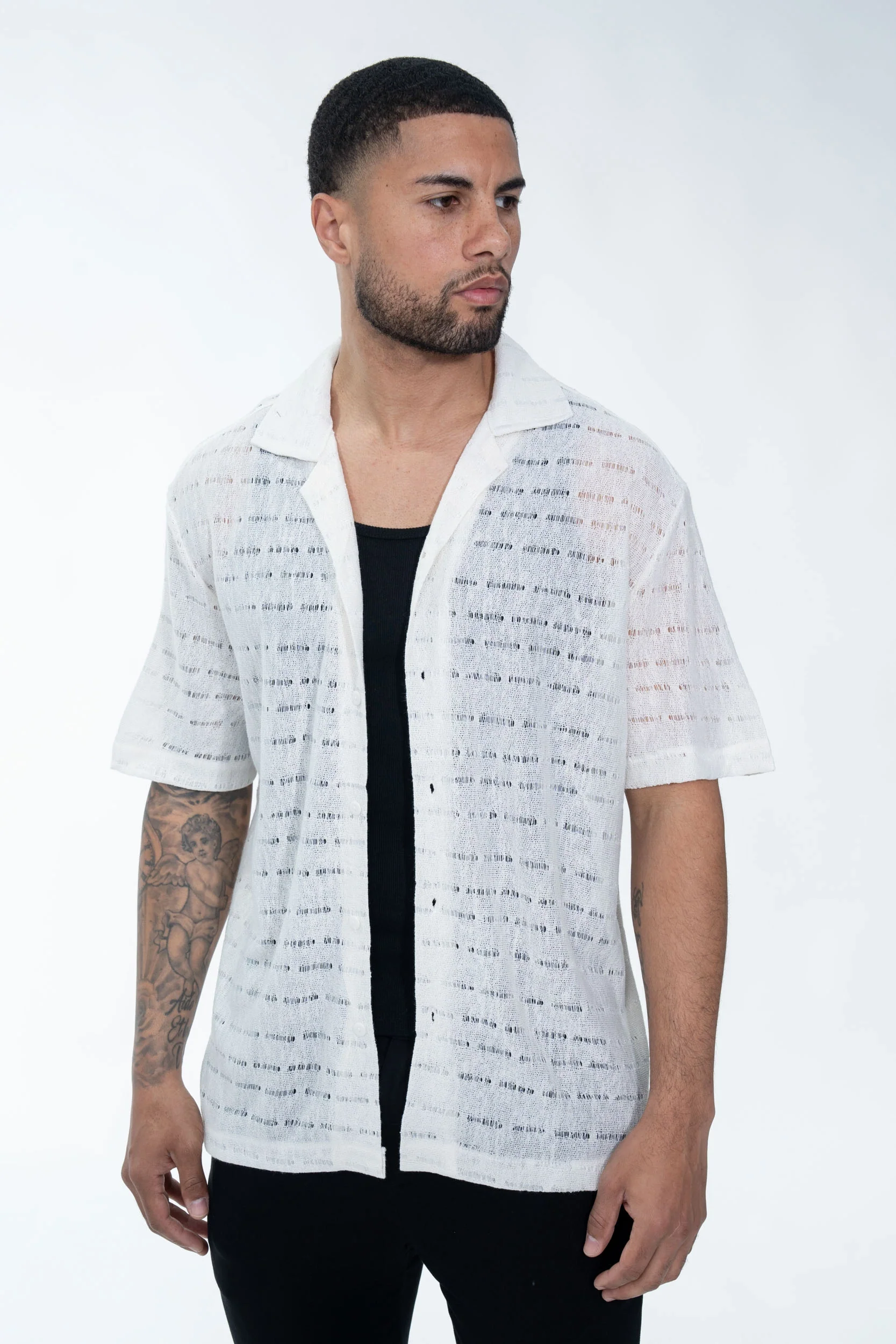 Chemise en maille transparente manches courtes col à revers - Image 7