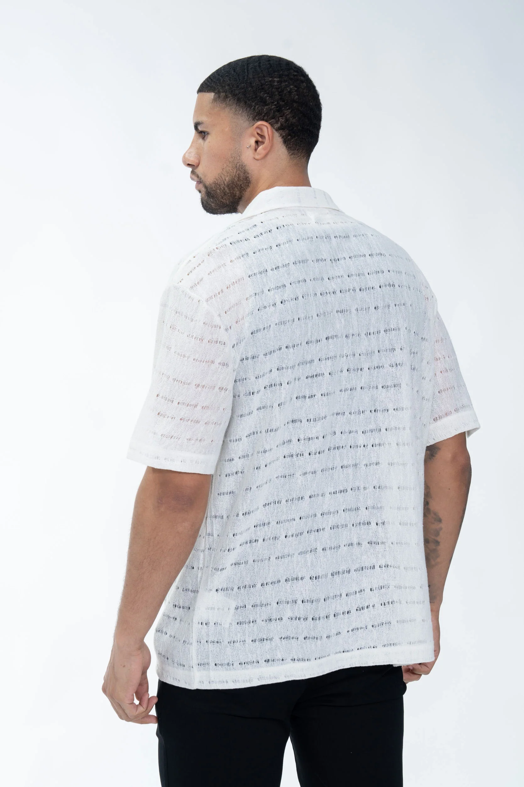 Chemise en maille transparente manches courtes col à revers - Image 9