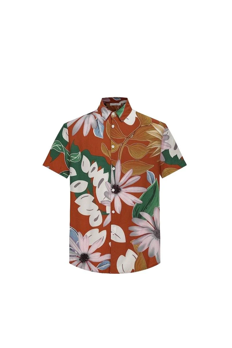 Chemise fleurie à manches courtes