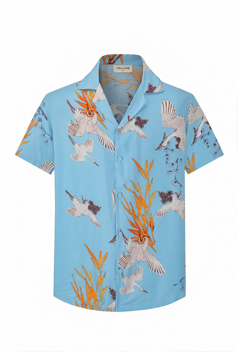 Chemise manches courtes à motifs fleuris