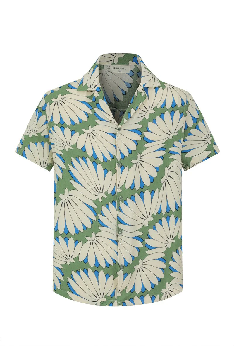 Chemise manches courtes à motifs fleuris