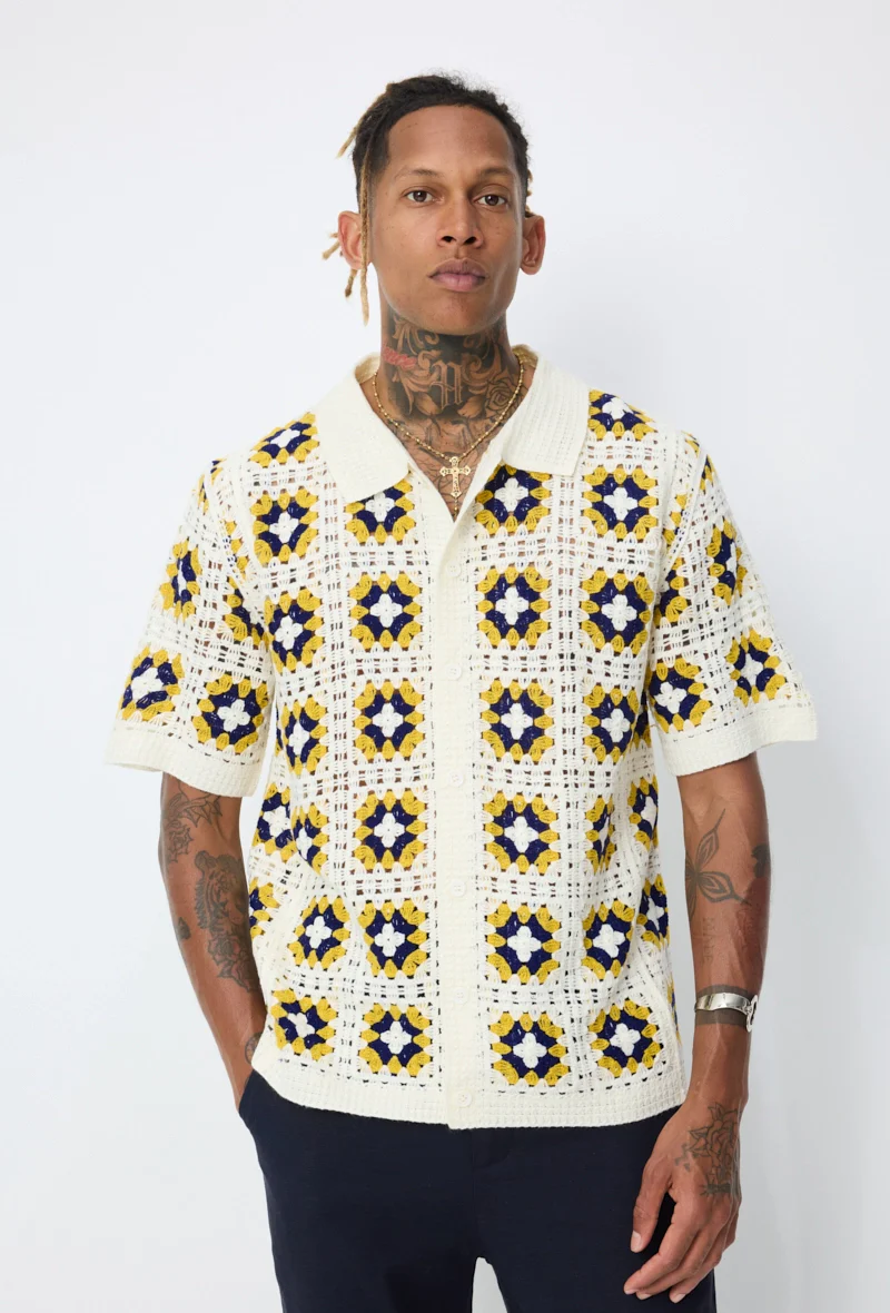Chemise polo tricot floral