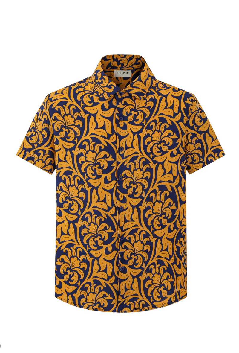 Chemise manches courtes à motifs fleuris