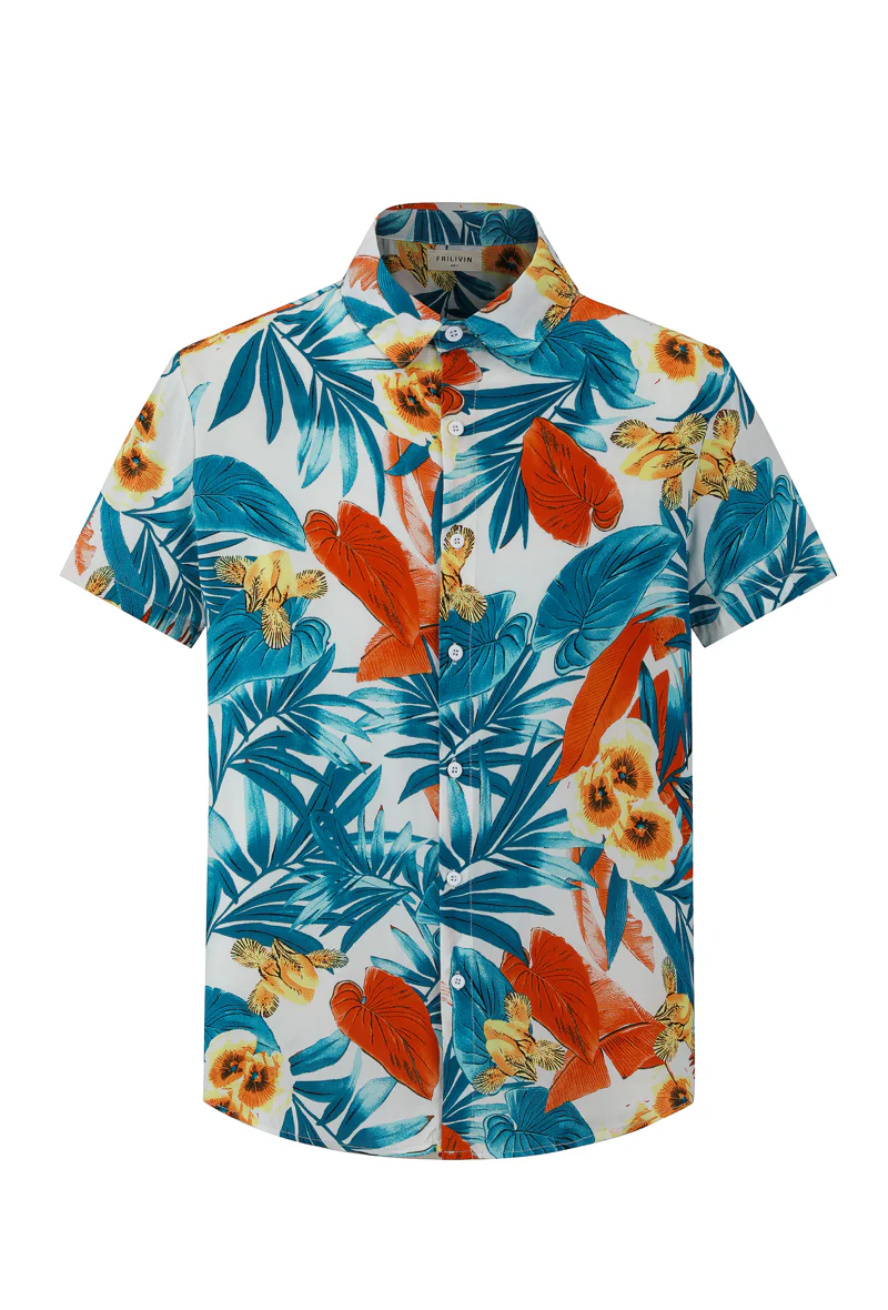 Chemise manches courtes à motifs fleuris